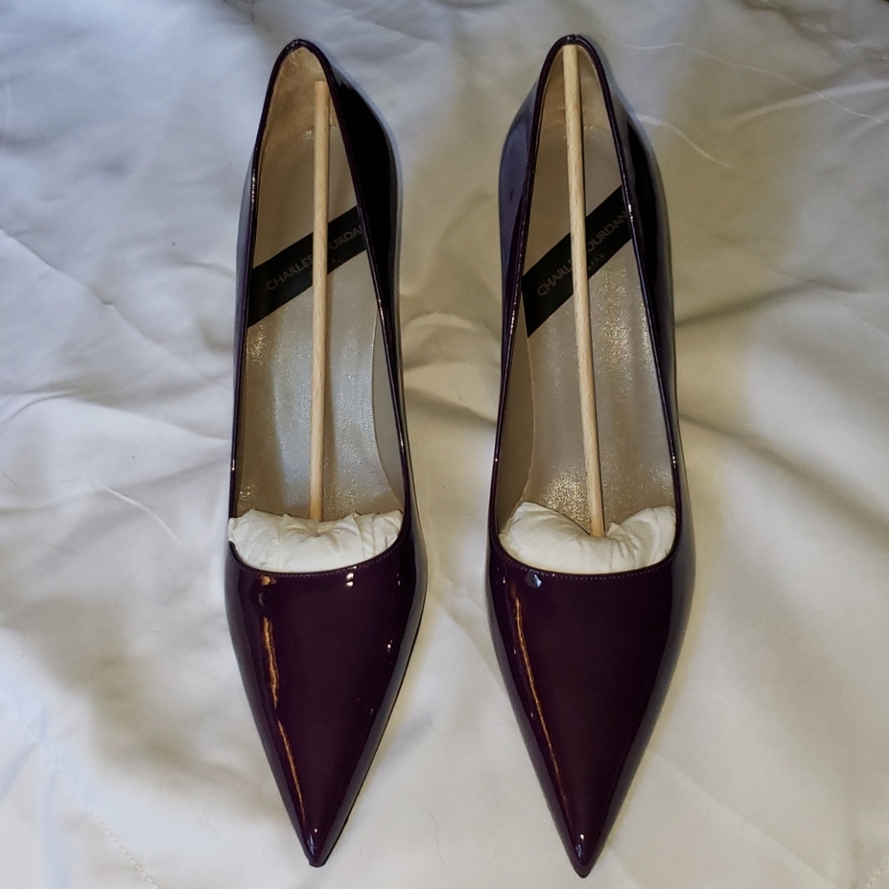 Charles Jourdan Purple Patent Leather Pumps